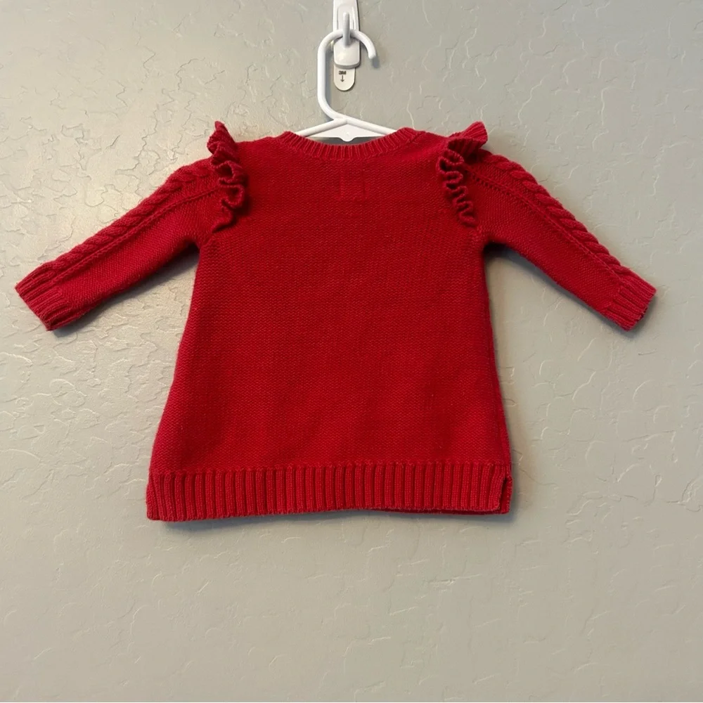 Baby Gap red cable knit sweater with ruffles size 0-3 months